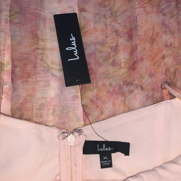 NWT Finest Endeavor Blush Pink Floral Dress Pleated Bustier Midi Dress - Picture 5 of 5